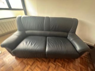 Divano a 2 posti in pelle blu petrolio