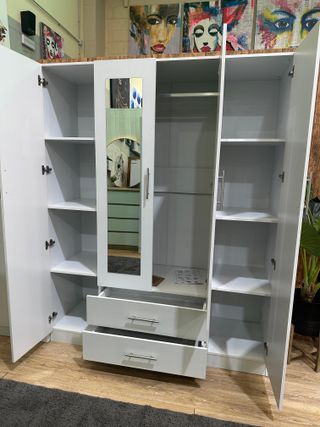 Armario blanco 160cm con espejos