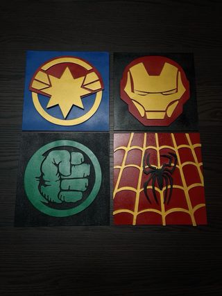 Cuadros Decorativos Superhéroes + Luz Led