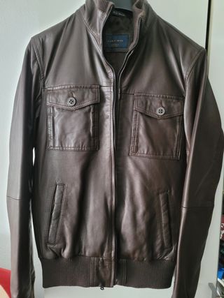 Cazadora Zara man 100% piel marron