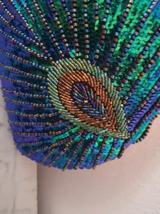 Bolso de fiesta lentejuelas pavo real