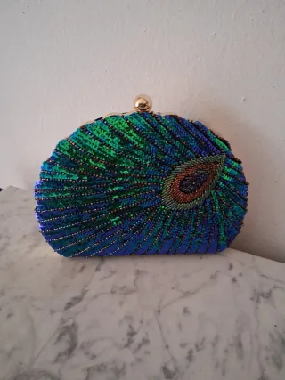 Bolso de fiesta lentejuelas pavo real