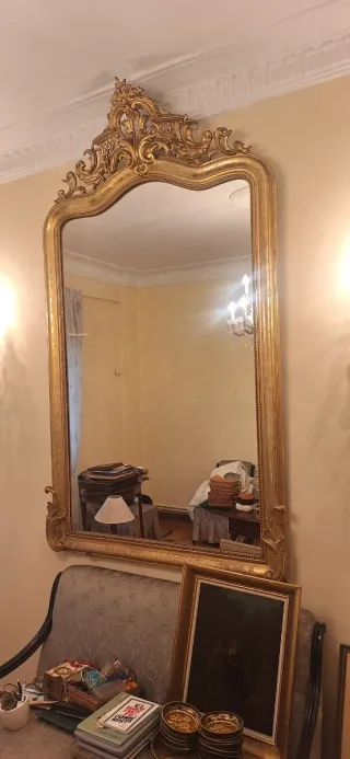 Espejo Antiguo Francés Dorado