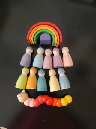 Juguetes Montessori Madera Arcoíris Figuras Gusano