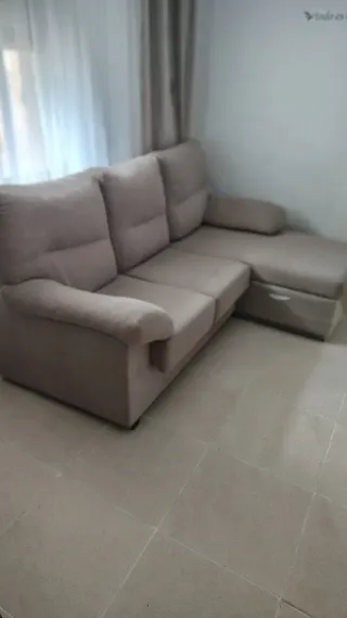 Sofá Chaiselongue Beige Tela