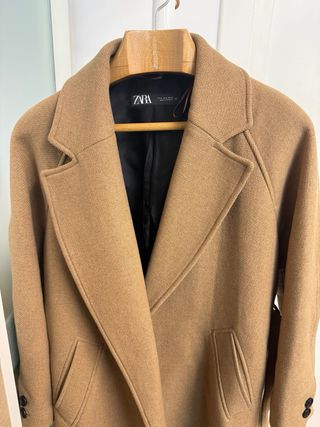 Abrigo largo lana beige