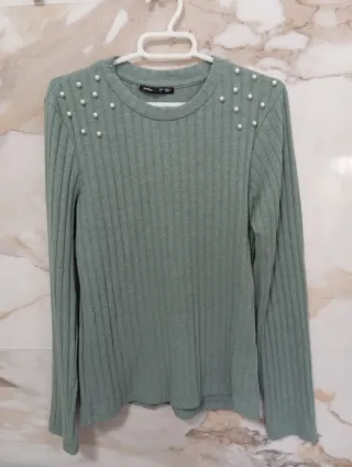 Jersey Lefties verde agua con perlas