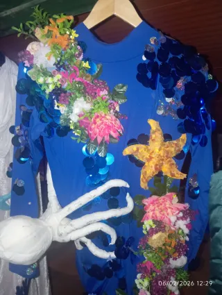 Disfraz Carnaval Temática Marina y Cap Echo a mano