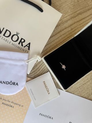 Anillo Pandora Corazón Rosa y Plata
