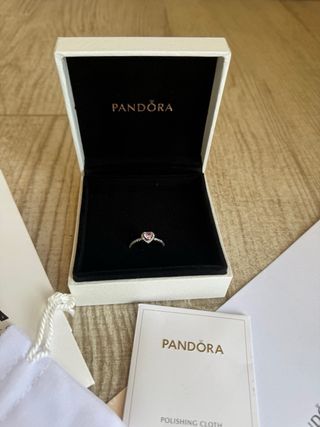 Anillo Pandora Corazón Rosa y Plata