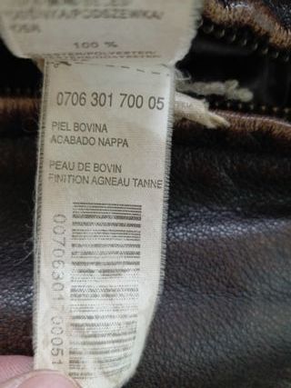 Cazadora Piel Zara Marrón Oscuro Talla XL