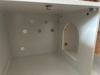 Mueble arenero gatos blanco