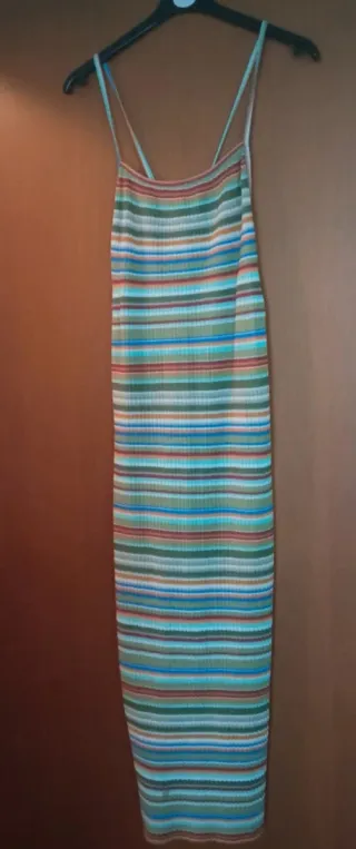 Abito donna cotone righe multicolore