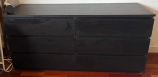 Cómoda MALM 6 cajones negro-marrón
