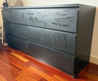 Cómoda MALM 6 cajones negro-marrón