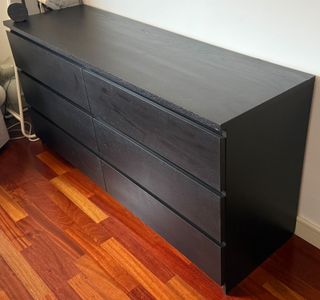 Cómoda MALM 6 cajones negro-marrón