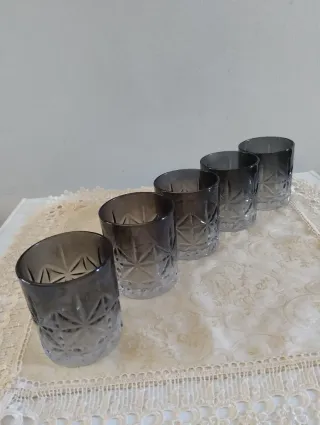 Set 5 Bicchieri Vetro Grigio Trasparente