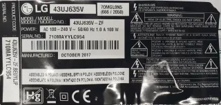 Placa Fuente TV LG 43UJ635V-ZF