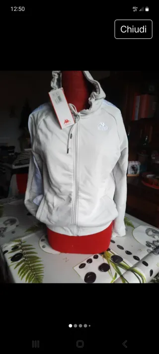 Kappa felpa con cappuccio bianca