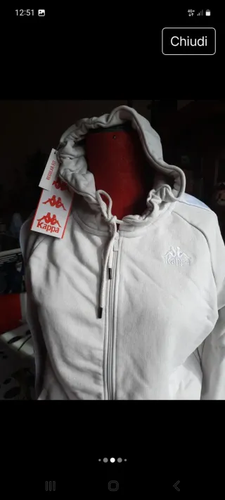 Kappa felpa con cappuccio bianca