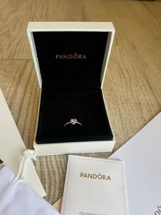 Anillo Pandora Corazón Rosa Plata