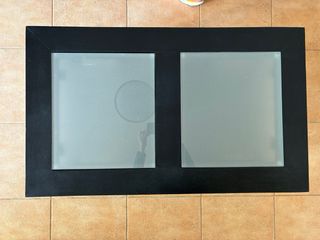 Mesa de centro madera negra con tapa cristal