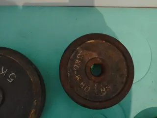 Lote de barra, mancuernas y pesas musculación