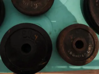 Lote de barra, mancuernas y pesas musculación