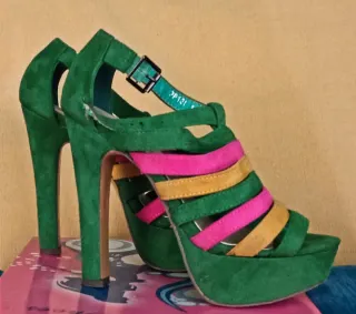 Sandali tacco camoscio marrone