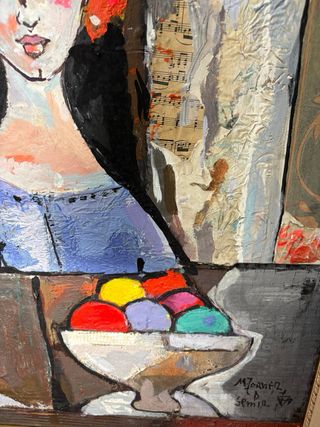 Cuadro Óleo Mujer con Frutas