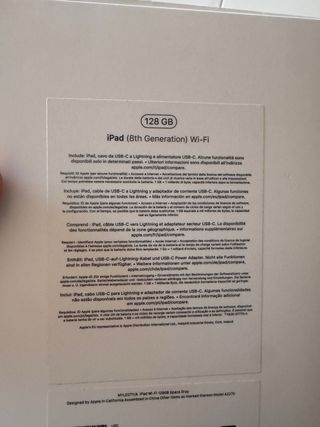 iPad 8ª Gen Negro 132gb, con caja y cargador