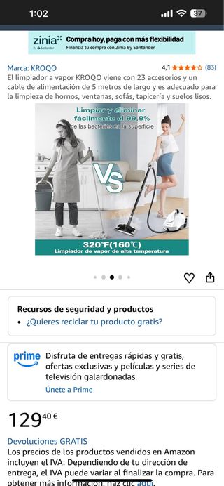 Limpiador a vapor KROQO con 23 accesorios