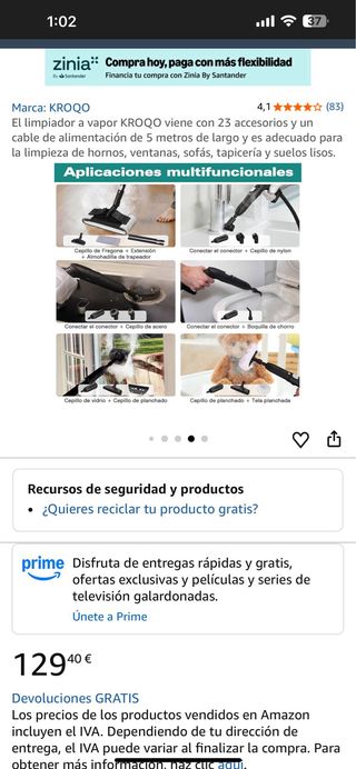 Limpiador a vapor KROQO con 23 accesorios