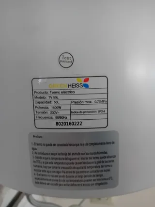 Calentador GREENHEISS 50l Blanco