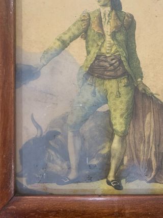 Cuadro antiguo de torero y toro