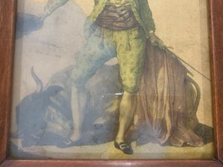 Cuadro antiguo de torero y toro