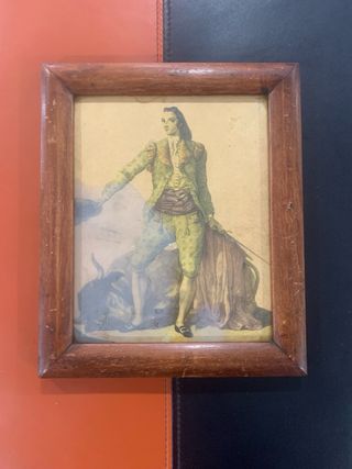 Cuadro antiguo de torero y toro