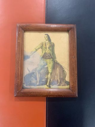 Cuadro antiguo de torero y toro