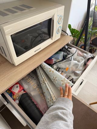 Mueble Auxiliar Cocina Blanco y Madera