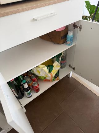 Mueble Auxiliar Cocina Blanco y Madera