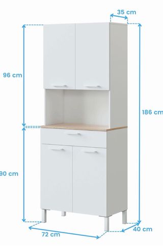 Mueble Auxiliar Cocina Blanco y Madera