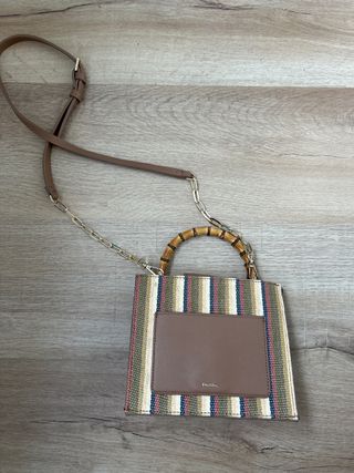 Bolso Parfois Rayas Bambú Marrón Multicolor