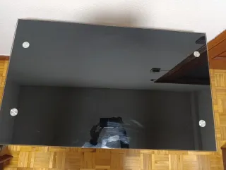 Mesa plegable cristal negro y metal