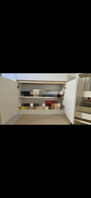 Mueble auxiliar cocina blanco y madera