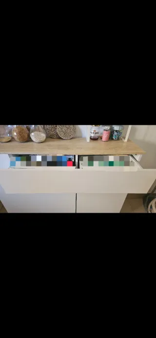 Mueble auxiliar cocina blanco y madera