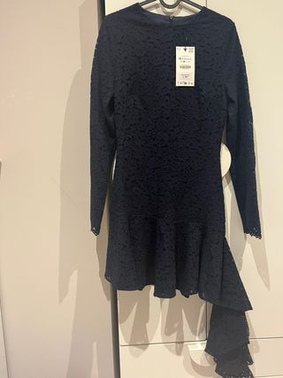 Vestido Zara encaje azul marino Talla M