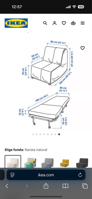 Sillon Cama Individual Ikea Blanco