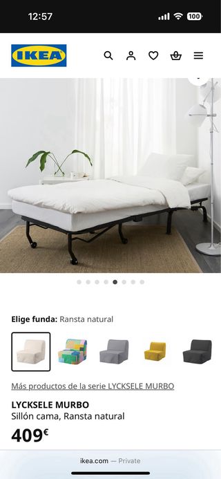 Sillon Cama Individual Ikea Blanco