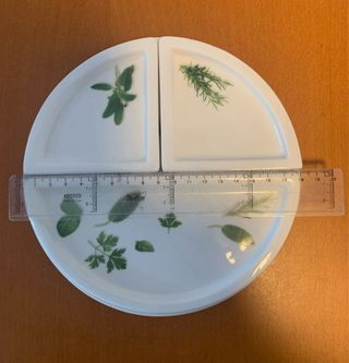 4 Platos Porcelana Decorados Hierbas