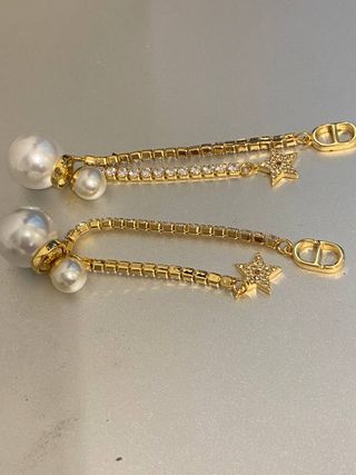Pendientes Dior Tribales Largos Cadenas + Caja
